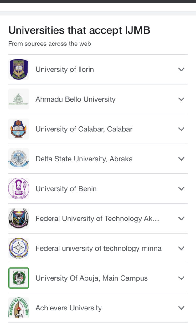 List Of Universities In Nigeria That Accept IJMB - 200 Level Admission