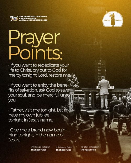 Prayer Points (Day2) RCCG Special Convention 2022