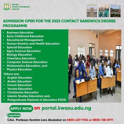 KWASU opens admission into 2023 contact Sandwich Degree Programmes